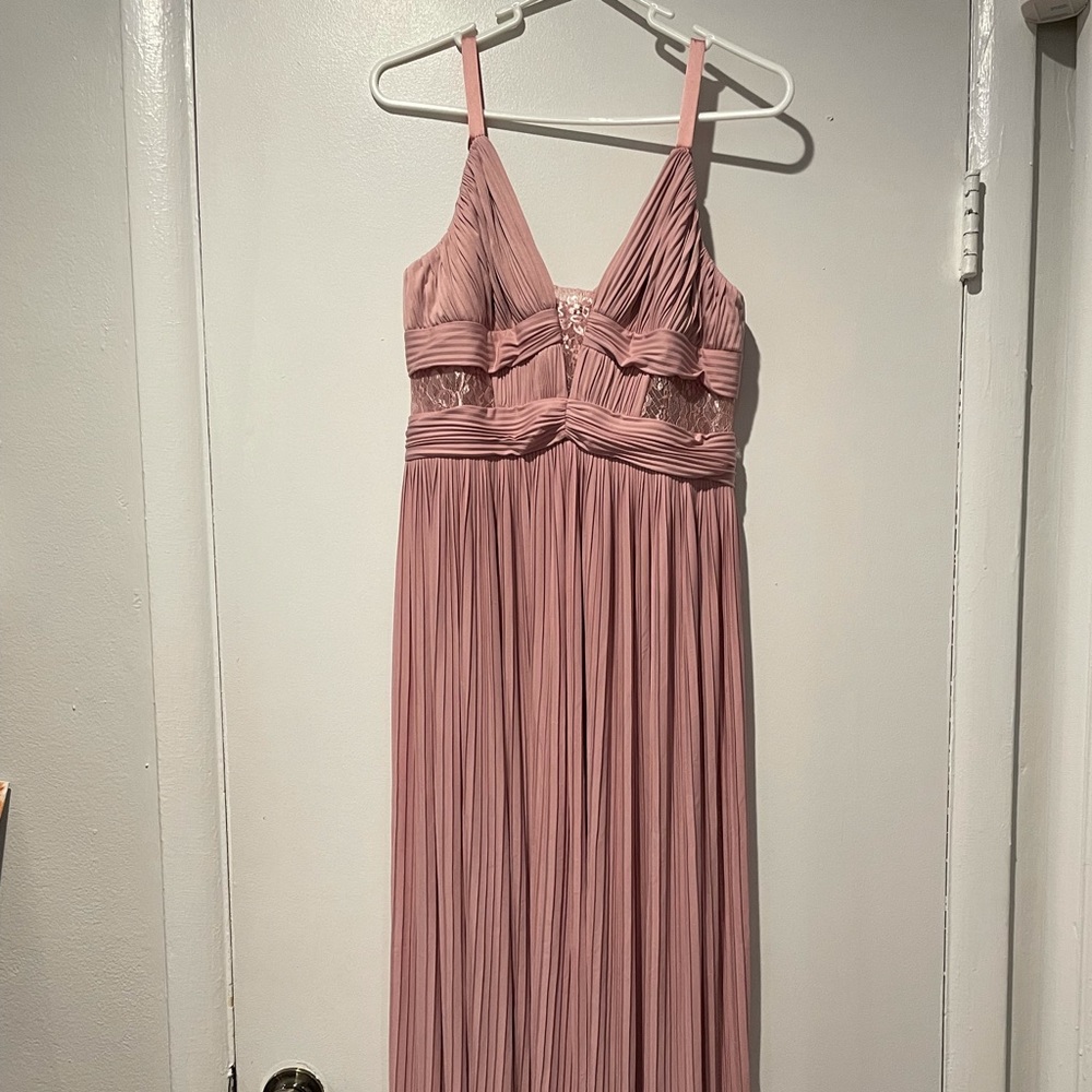 ASOS pleated long blush dress